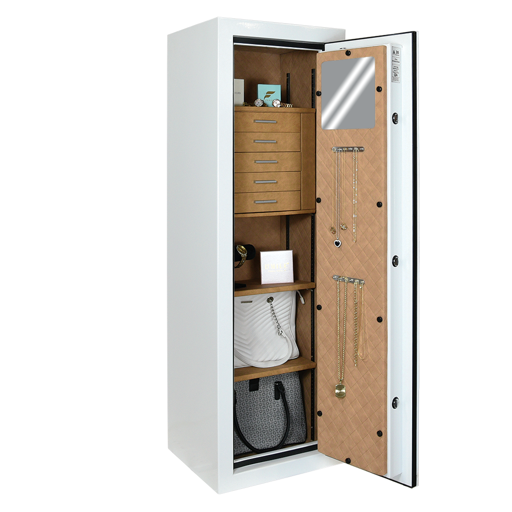 AMSEC JS5517E5 jewelry safe, open with jewelry
