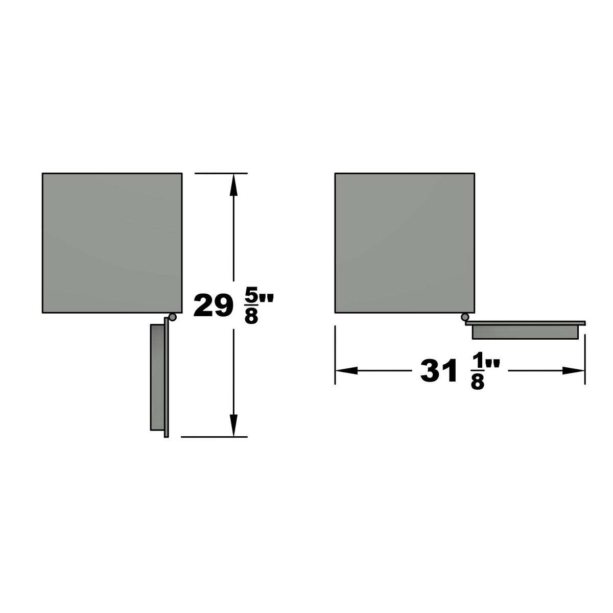 Hayman FlameVault FV 132 E fire safe – open-door clearance dimensions